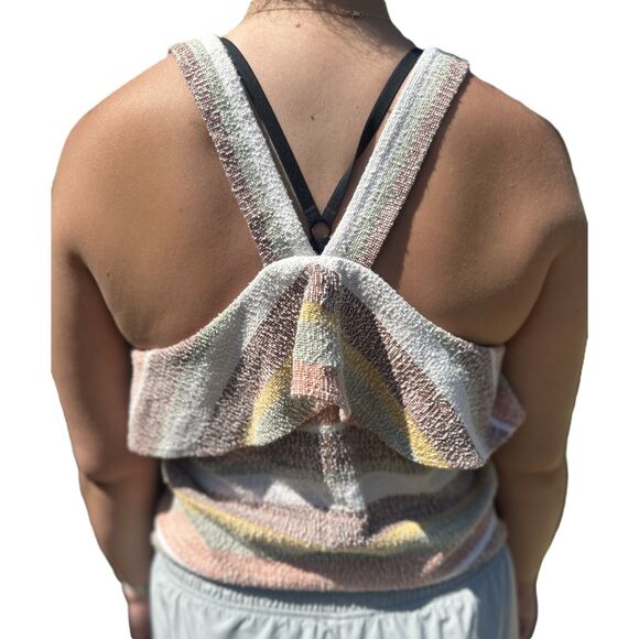 MADEWELL -Texture & Thread Ruffle tie-front tank in Stripe (maple syrup)- Size L - Picture 3 of 6